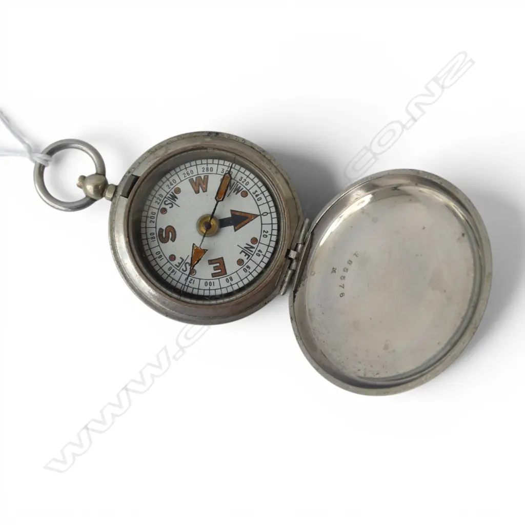 WWI MILITARY PLATED COMPASS 37886 w. military broad arrow Image 1++