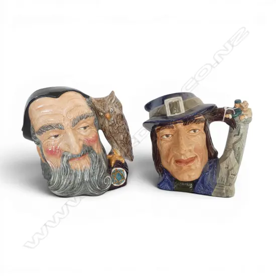 2 LARGE SIZE ROYAL DOULTON CHARACTER JUGS GULLIVER  & MERLIN H200MM