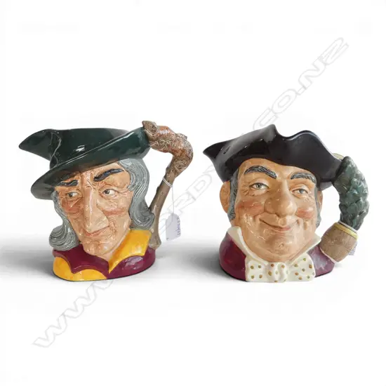 2 LARGE SIZE RD CHARACTER JUGS MINE HOST & PIED PIPER H190MM