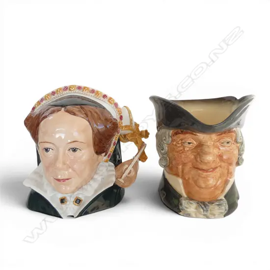2 LARGE SIZE ROYAL DOULTON CHARACTER JUGS QUEEN MARY & THE PARSON H170MM