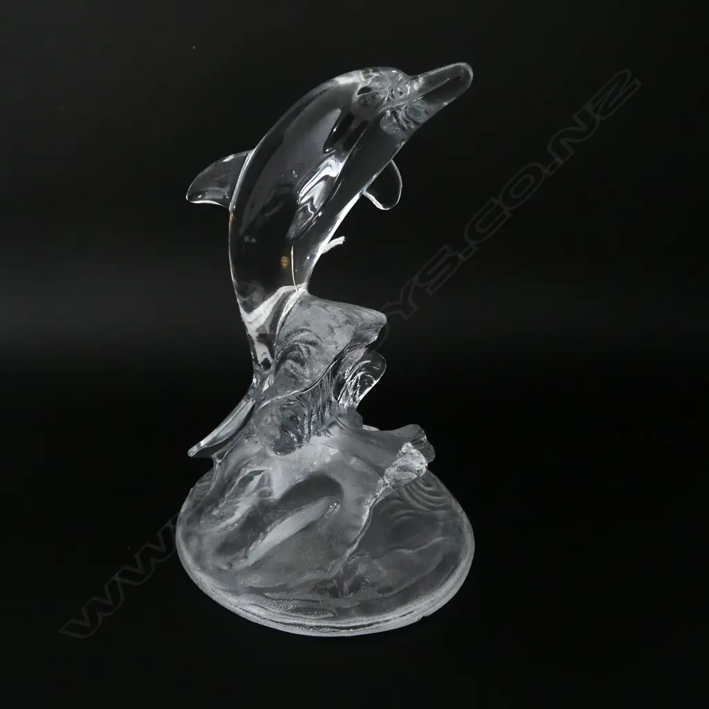 FRENCH CAST CRYSTAL DOLPHIN ORNAMENT H.170mm Image 1++