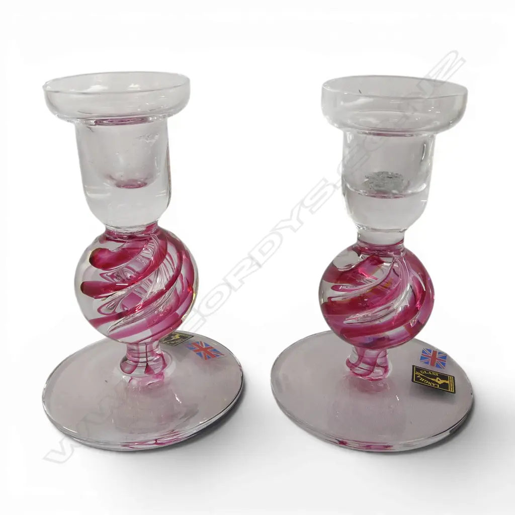 PR ENGLISH LANGHAM ART GLASS CANDLESTICKS H.135mm Image 1++