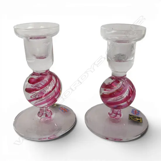 PR ENGLISH LANGHAM ART GLASS CANDLESTICKS H.135mm