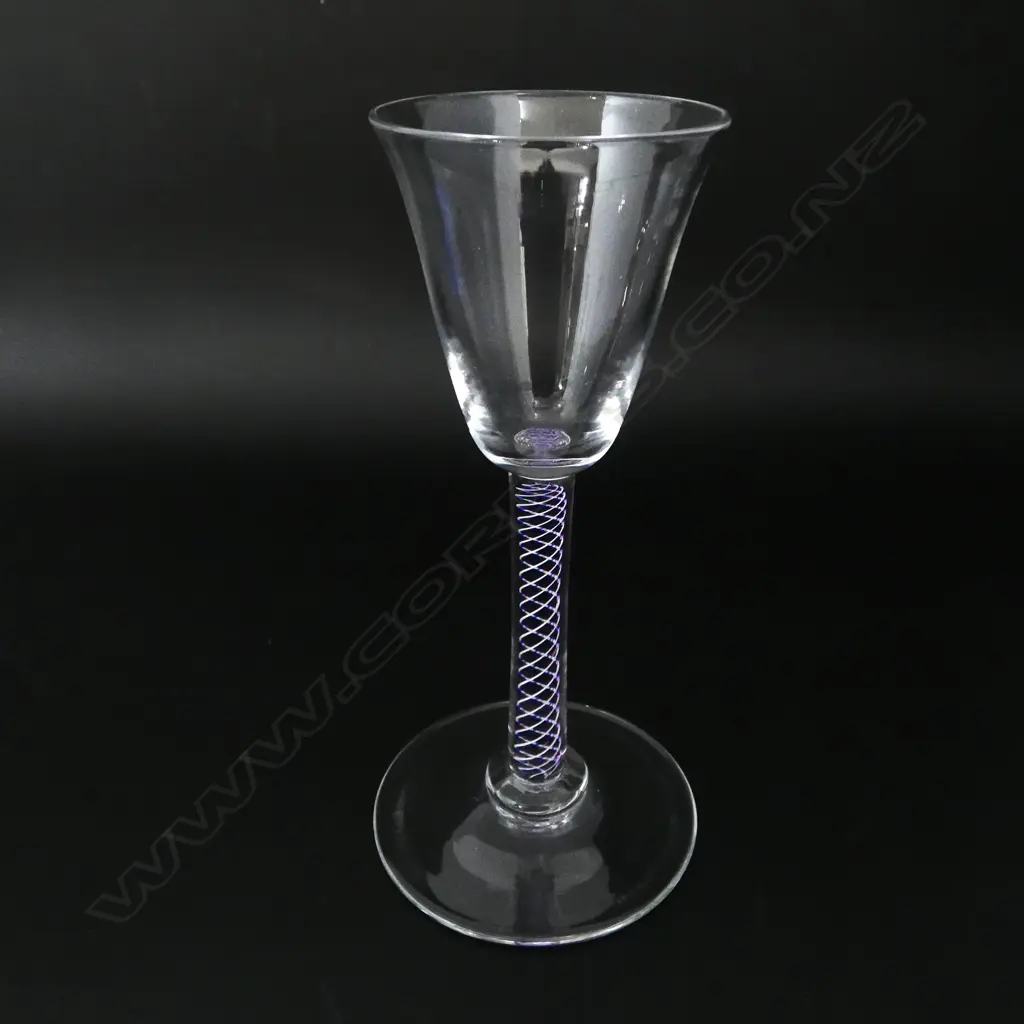ANTIQUE 3 colour TWIST STEM DRINKING GLASS white red blue twists H.164mm Image 1++