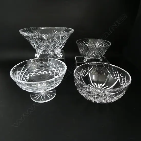 4 CRYSTAL BOWLS 255mm dia