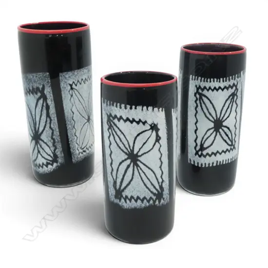 3 ART GLASS VASES H.215 - 265mm