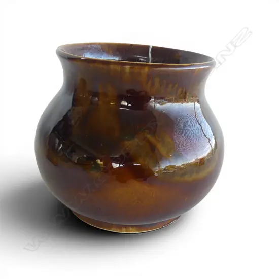 CROWN LYNN AMBRICO BROWN GLAZE VASE H.170mm