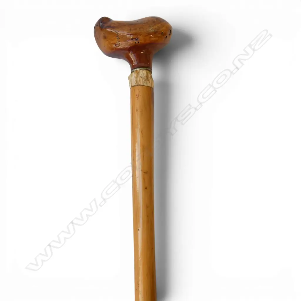 EXOTIC WOODS SOLID WALKING STICK with antler section. L.980mm Image 1++