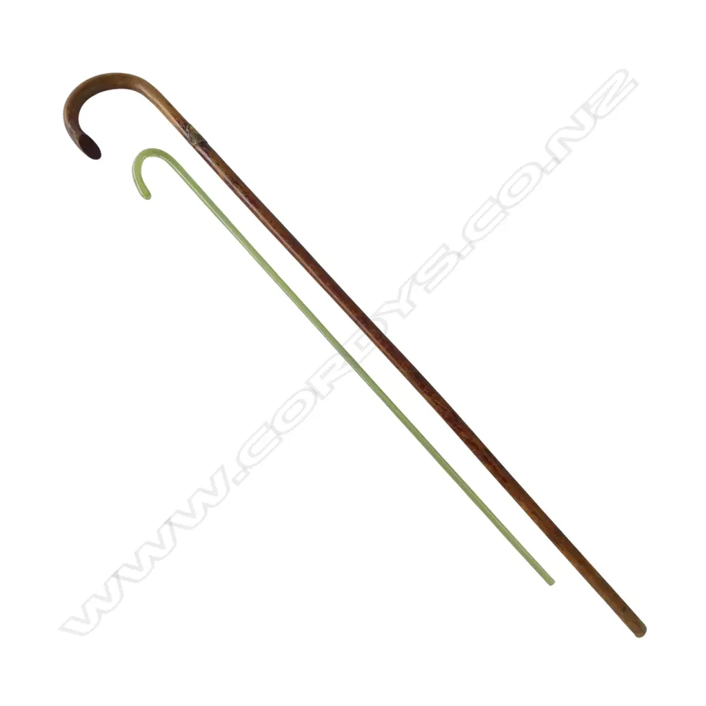 VINTAGE WALKING STICK + GLASS WALKING STICK base chipped H.640mm Image 1++