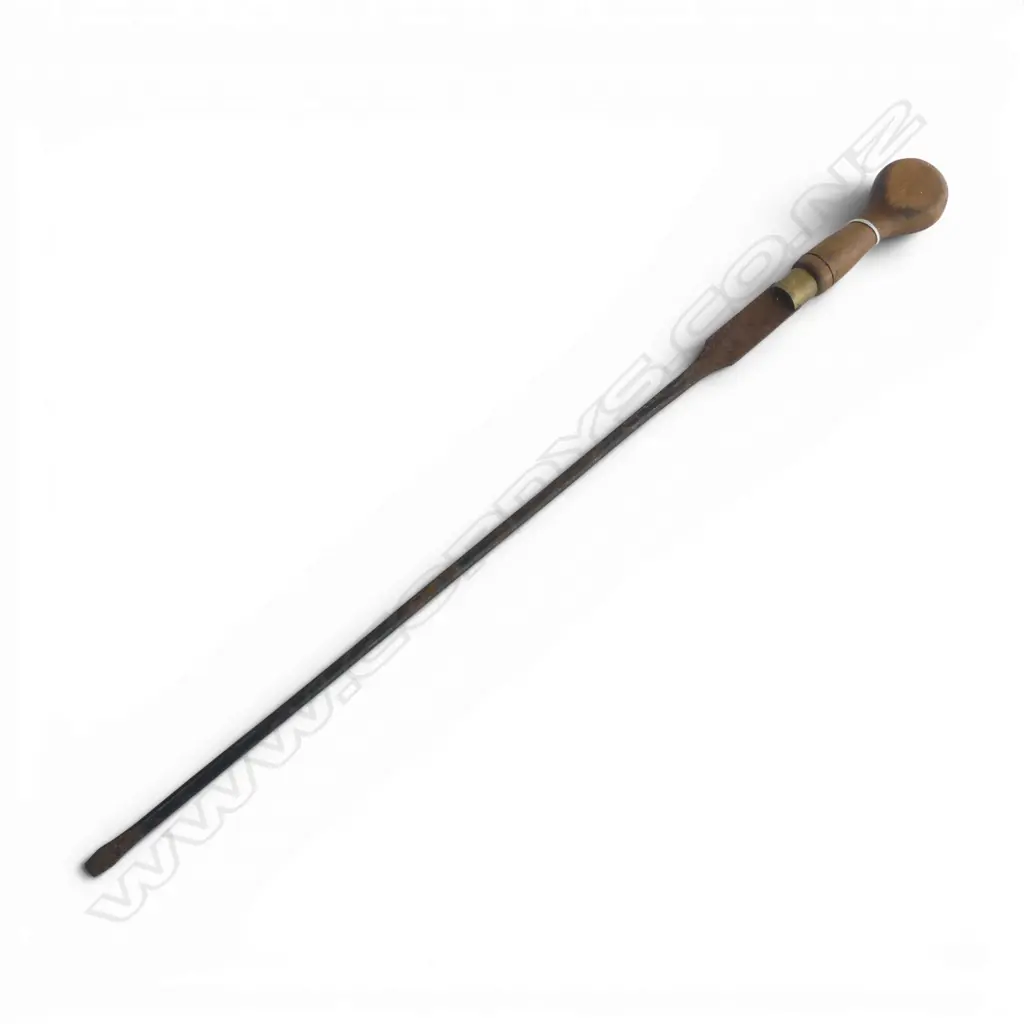 OLD VERY LONG WOODEN HANDLED SCREW DRIVER with brass ferrule. L.775mm Image 1++