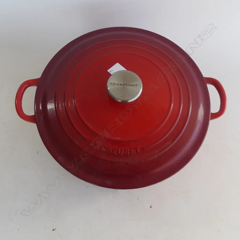 MODERN LE CREUSET RED ENAMELLED CAST IRON LGE COOKING POT Dia.300mm Image 1++
