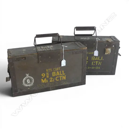 2 VINTAGE MILITARY AMMO CASES 