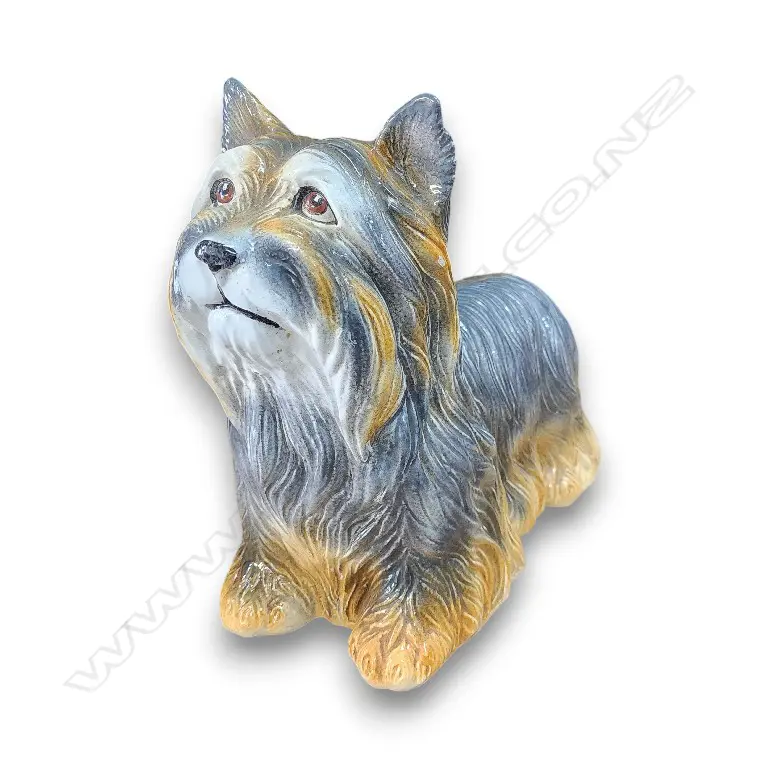 ITALIAN PORCELAIN FIGURINE OF A YORKSHIRE TERRIER 400L x 300h MM Image 1++