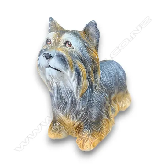 ITALIAN PORCELAIN FIGURINE OF A YORKSHIRE TERRIER 400L x 300h MM