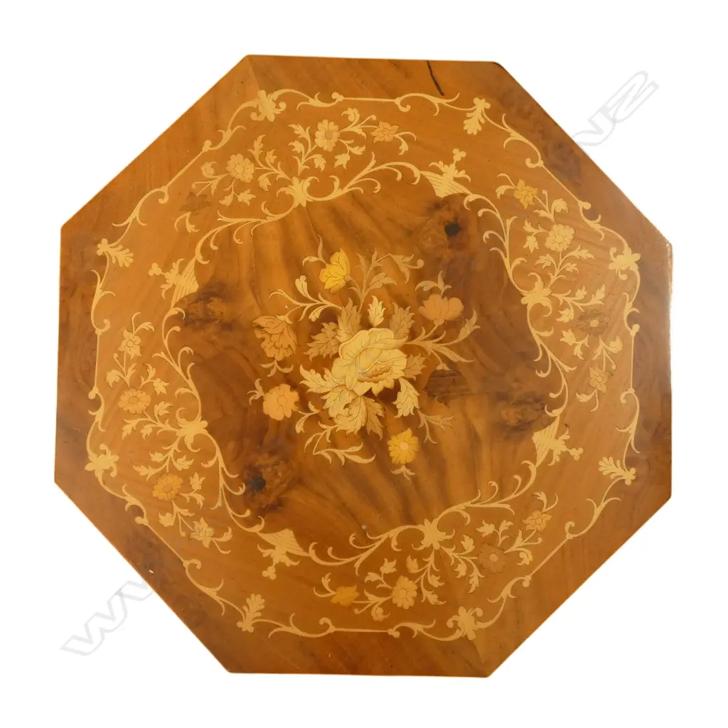 2 SIDE TABLES H.520mm + ITALIAN INLAID OVAL TRAY 515x310mm Image 1++