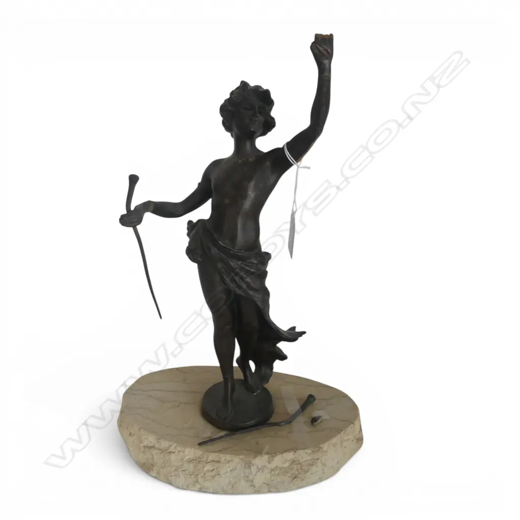 SPELTER FIGURINE ON MARBLE BASE H.370mm AF Image 1++