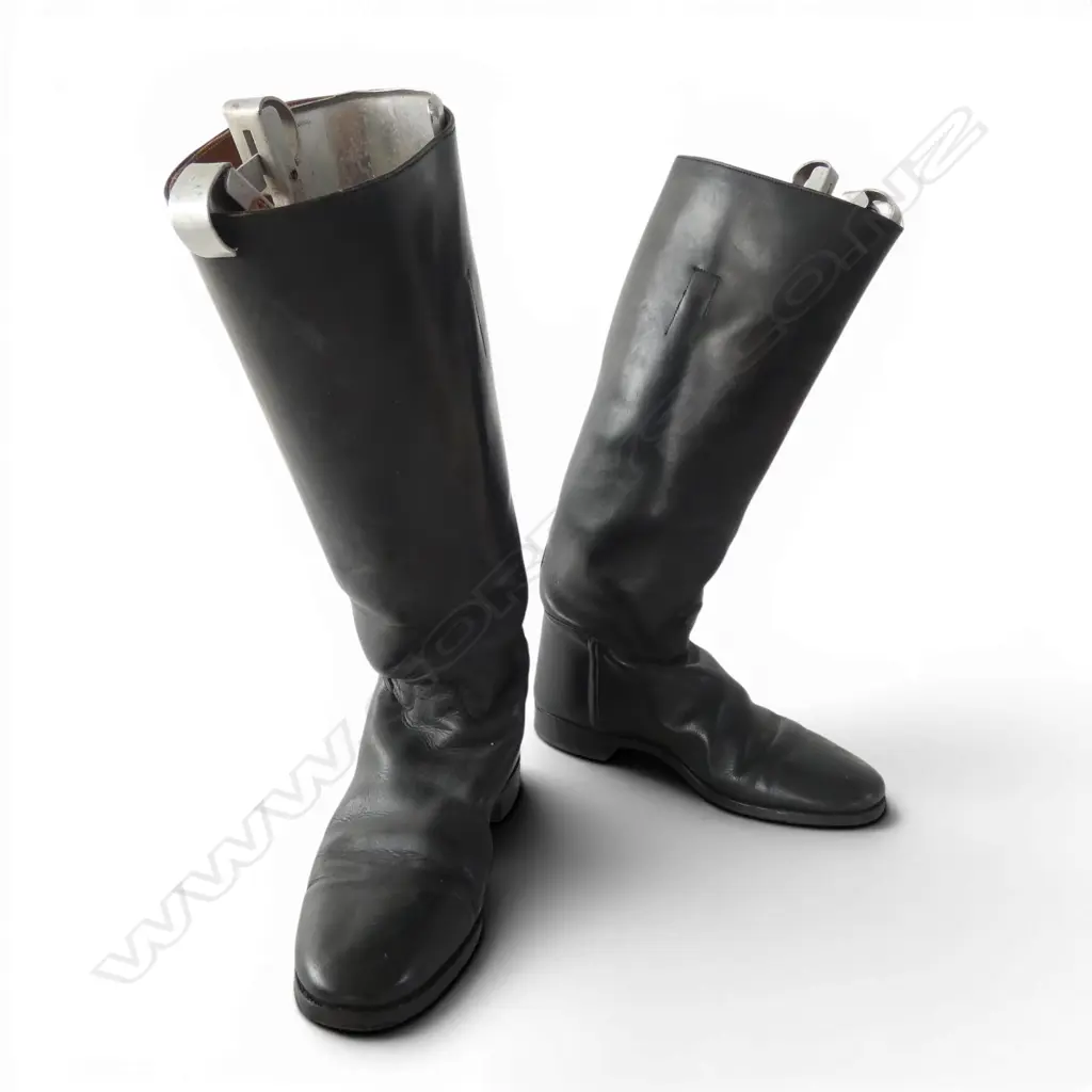 PR BLACK LEATHER RIDING BOOTS H.450mm L.290mm Image 1++