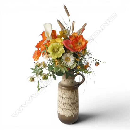 RETRO GERMAN FLOOR VASE (H.510mm) w. FAUX FLOWERS
