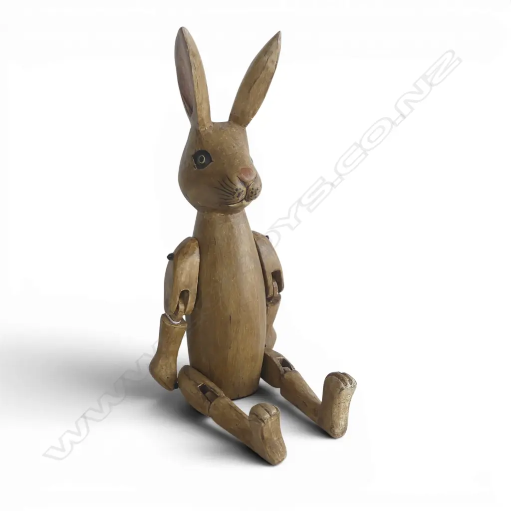 CARVED WOODEN ARTICULATED BUNNY RABBIT L.520mm (365mm sitting up) Image 1++