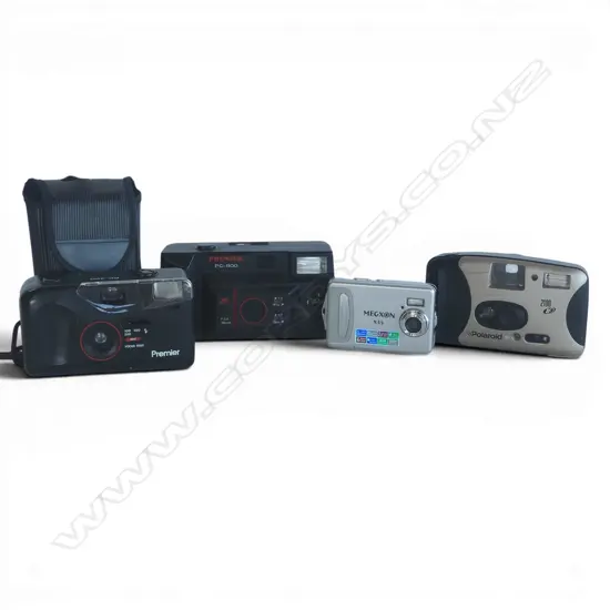 4 CAMERAS; POLAROID 2100BF, MEGXON X35, PREMIER PC-800 & PC-460