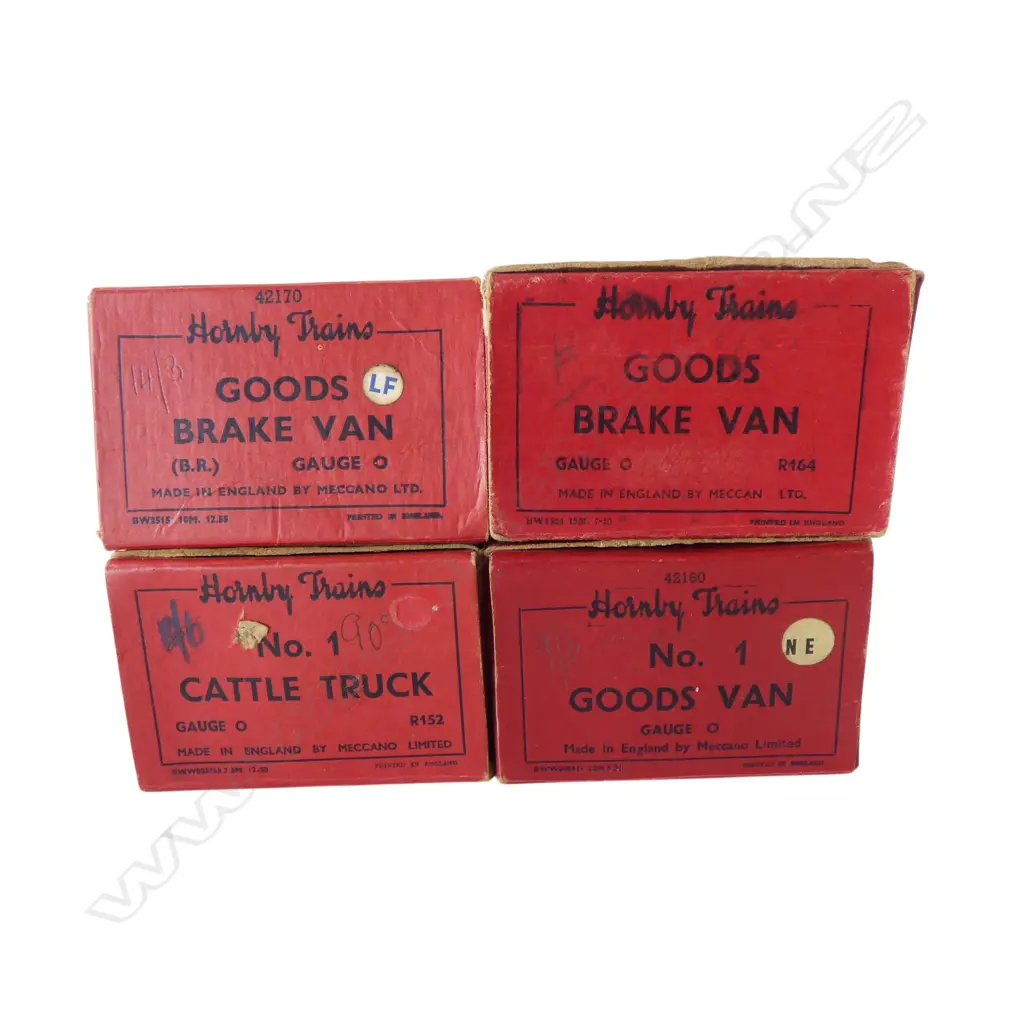 4 VINTAGE HORNBY MODEL RAILROAD '0' GAUGE RAILWAY WAGONS w ORIGINAL BOXES Image 1++