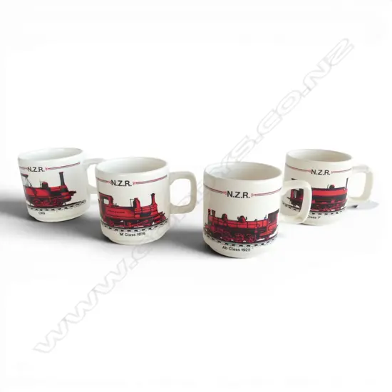4 VINTAGE CROWN LYNN NZR LOCOMOTIVE SERIES MUGS