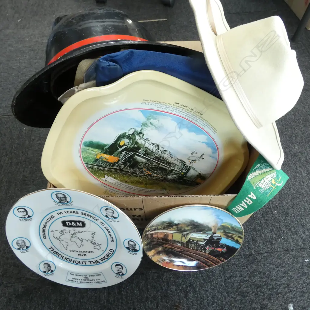 TRAIN TRAY & LTD ED. PLATE, DC10 HAT, FIREMAN'S HELMET ETC Image 1++