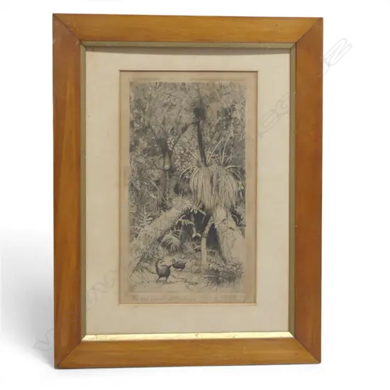TREVOR LLOYD, 'IN THE HEART OF THE BUSH' ETCHING, SIGNED AND TITLED, 220 X 125mm (foxing to image - no glass)