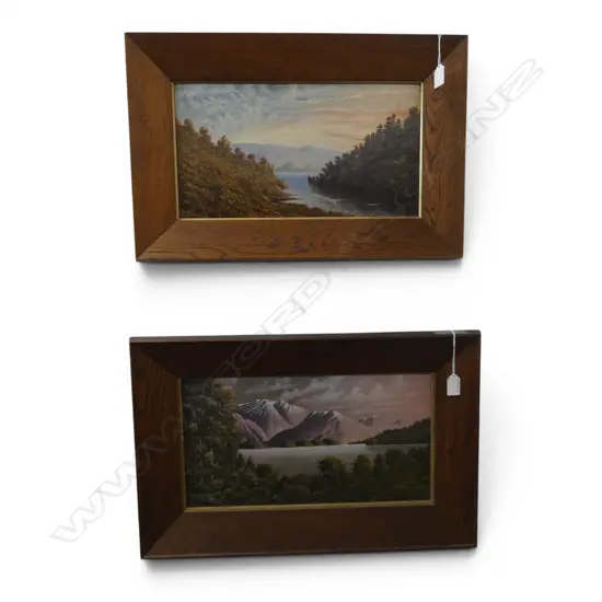 ALFRED HARDY FINNIS, PAIR OF SCENES - 'LAKE MANAPOURI' & LAKE SCENE, BOTH SIGNED, 235 X 465mm (each)