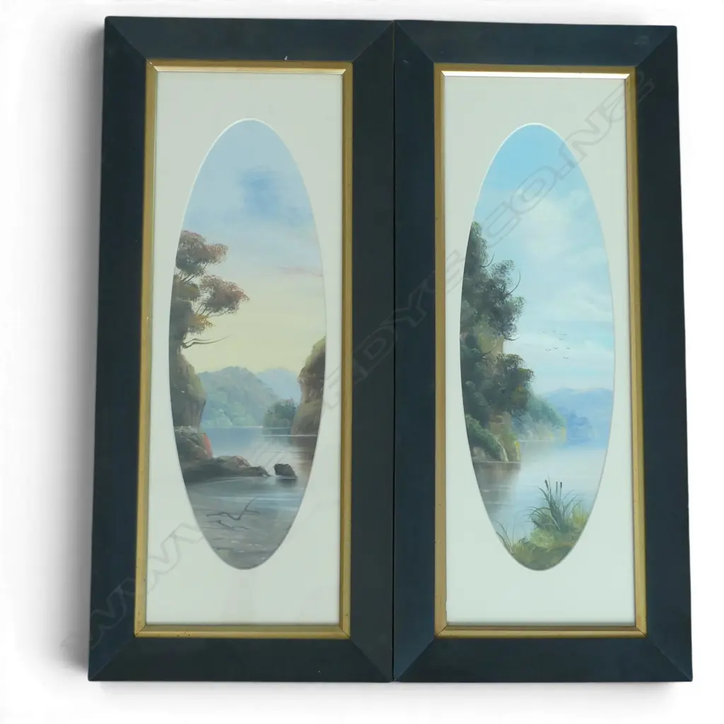 PR FRAMED OILS NZ RIVER & BUSH  SCENES H460 W160MM Image 1++