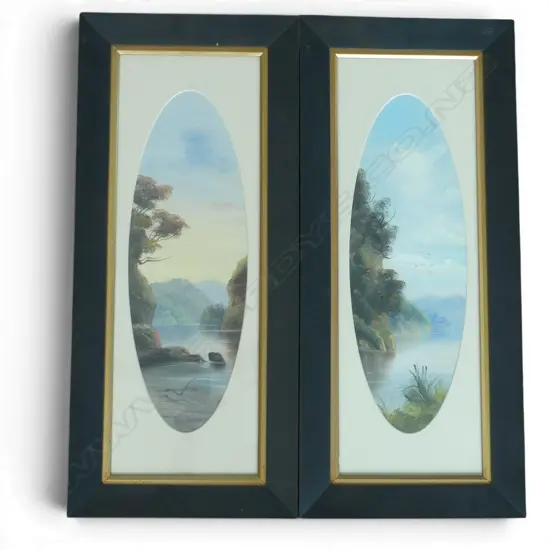 PR FRAMED OILS NZ RIVER & BUSH  SCENES H460 W160MM