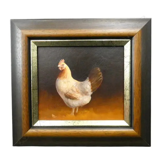 BEV. TAYLOR (1936-2015) OIL ON BOARD 'THE BANTAM HEN II' signed and dated 1993 115 x 130mm.