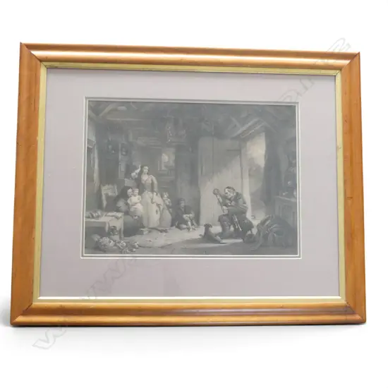 PRINT OF THE EDWARD GOODALL ENGRAVING "THE PIPER" 335x465mm