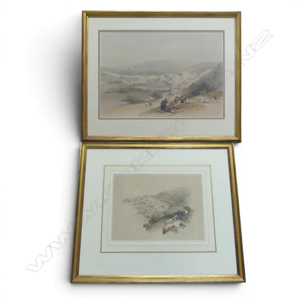 DAVID ROBERTS, 'HEBRON & BETHANY', COLOURED LITHOGRAPH (X2), 340 X 490mm & 240 x 340mm Image 1++