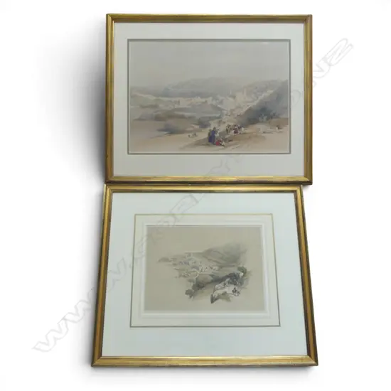 DAVID ROBERTS, 'HEBRON & BETHANY', COLOURED LITHOGRAPH (X2), 340 X 490mm & 240 x 340mm