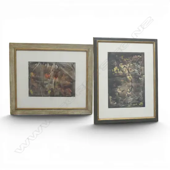 2 JOHN WEEKS, UNTITLED, MONOPRINTS, CERTIFICATE OF AUTH. VERSO EACH, 195x260 225x325mm