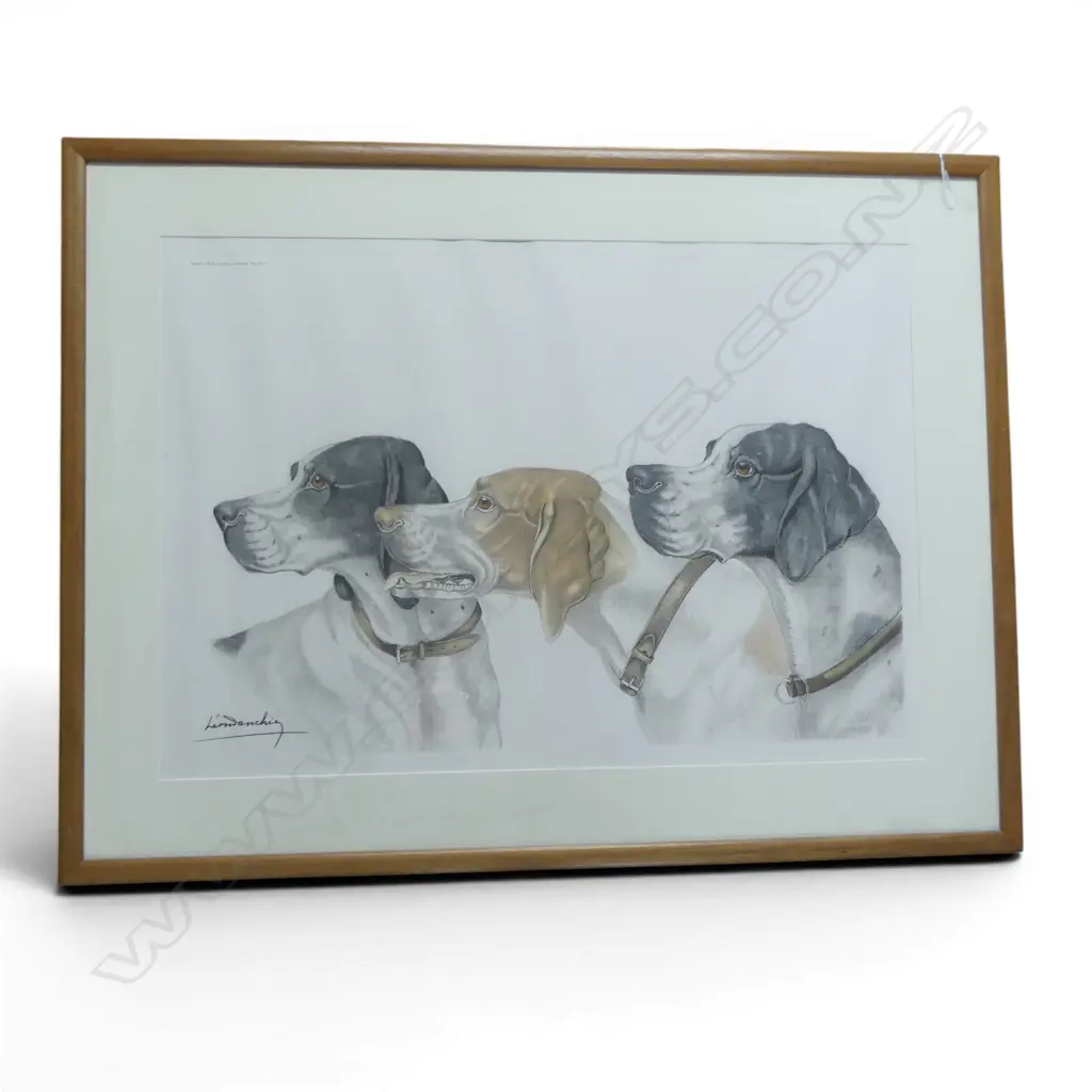 LEON DANCHIN (FRENCH 1887-1938) 'TROIS CHIENS (THREE DOGS)' PRINT 515x740mm Image 1++