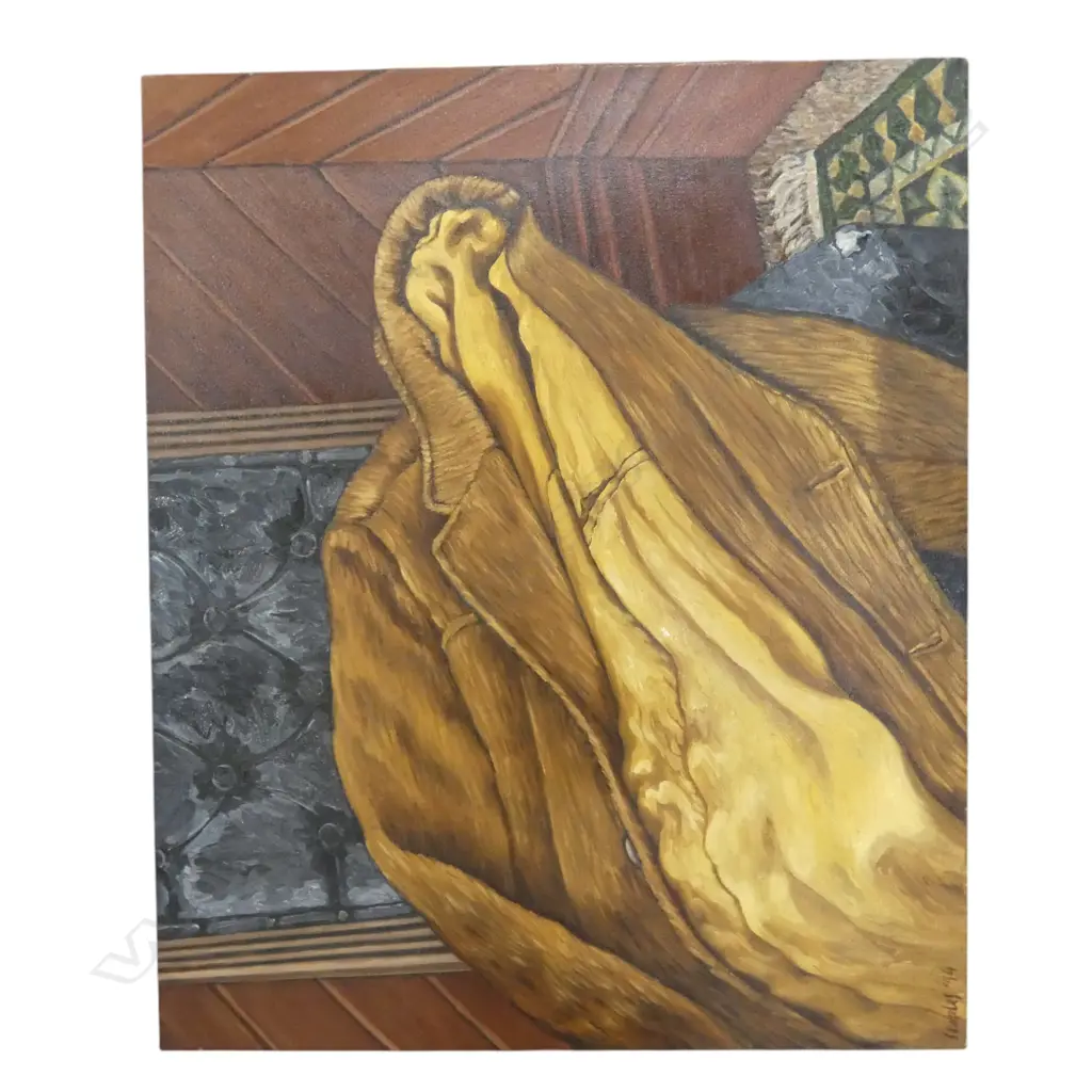 ROGER STAPLES, 'COAT AND CHAIR, OIL ON CANVAS, 760 X 920mm Image 1++