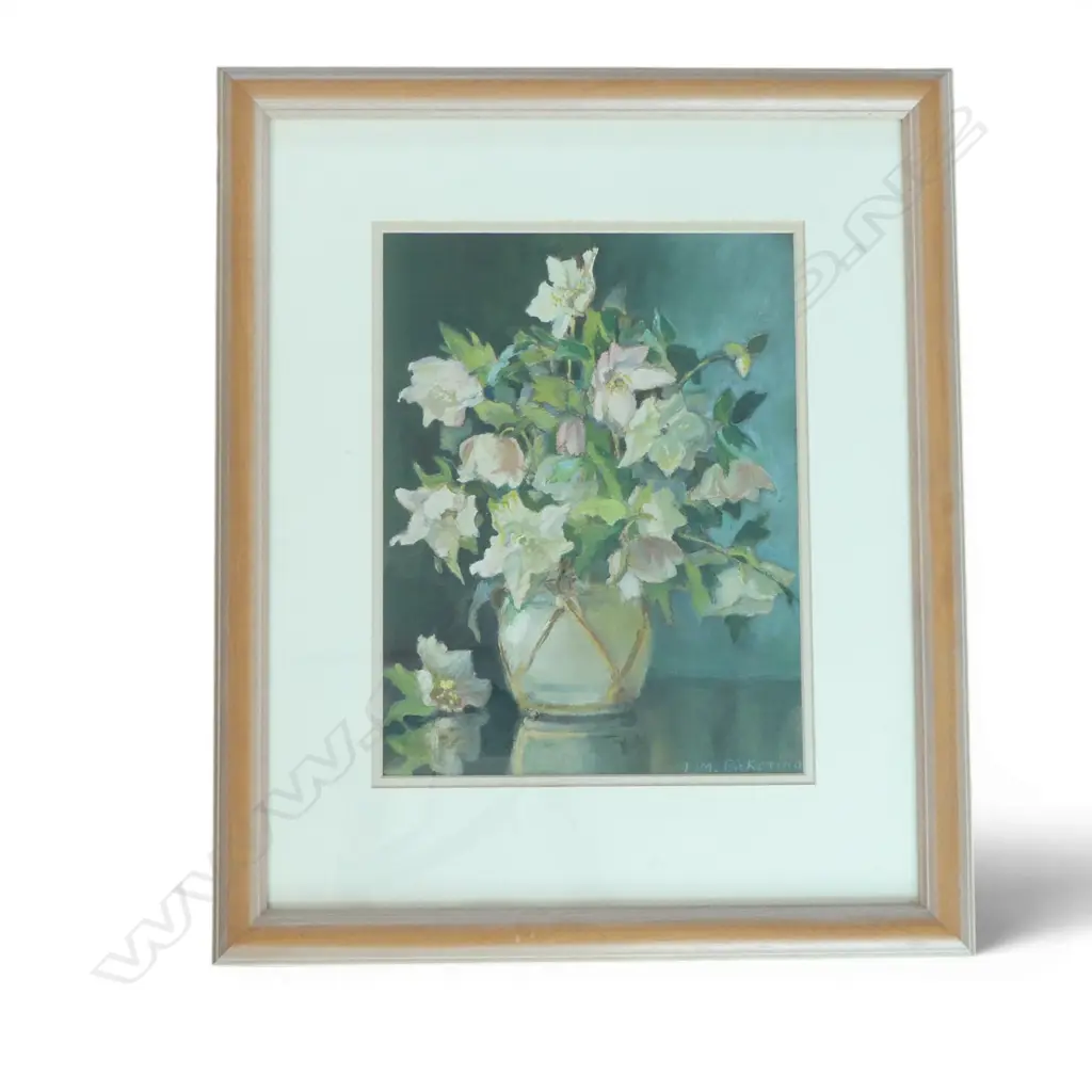 FRAMED OIL ON CANVAS STILLIFE SIGNED L M PICKERING H340 W260MM Image 1++