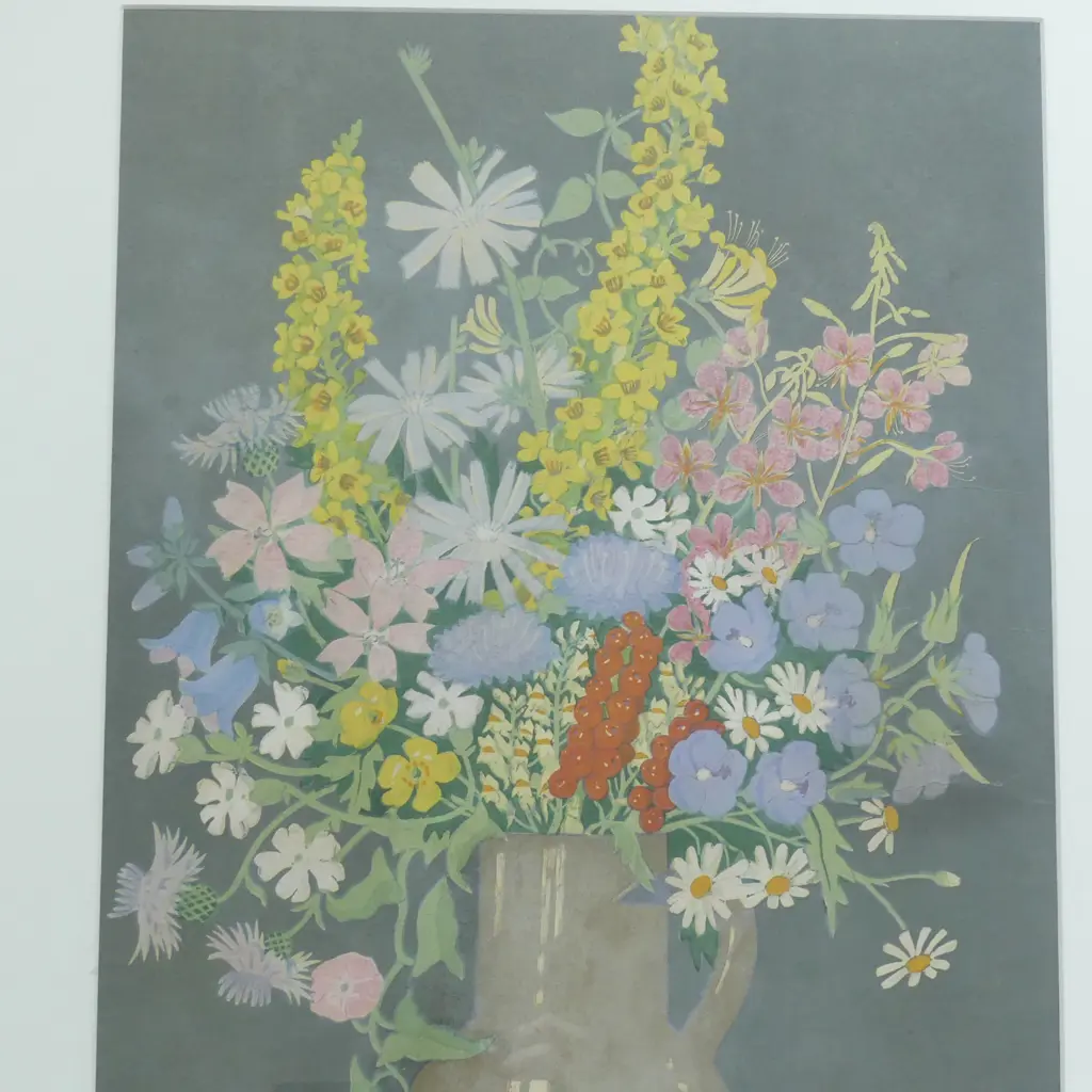 HALL THORPE, 'THE WILD FLOWER BUNCH', WOODCUT, 500 X 355mm Image 1++