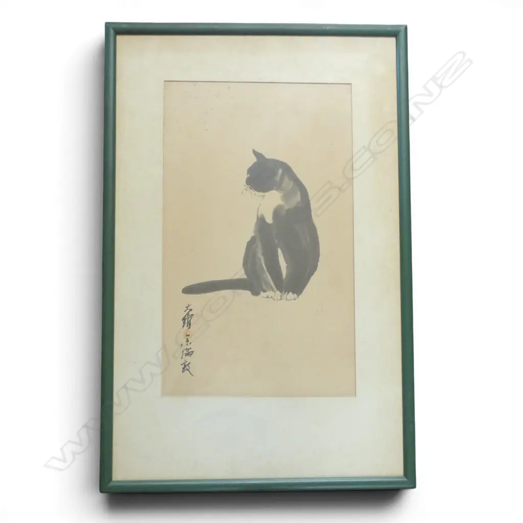 CHINESE SCHOOL, CAT, WATERCOLOUR, 535 X 320mm (SOME FOXING) Image 1++