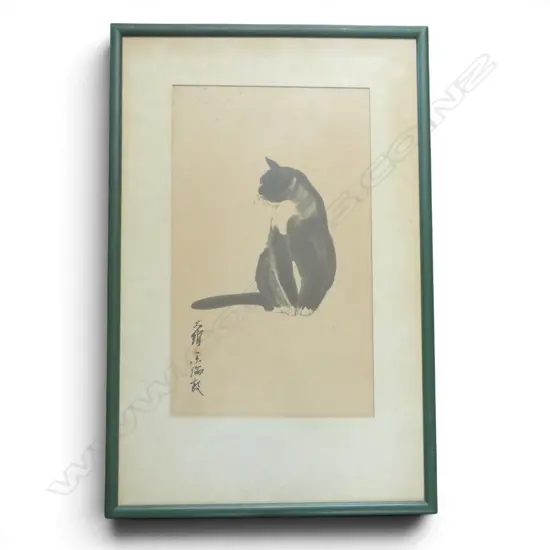 CHINESE SCHOOL, CAT, WATERCOLOUR, 535 X 320mm (SOME FOXING)