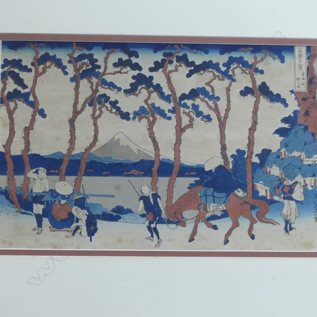 JAPANESE PRINT BY HOKUSAI 'HODOGAYA ON THE TOKAIDO' 235x365mm Image 1++