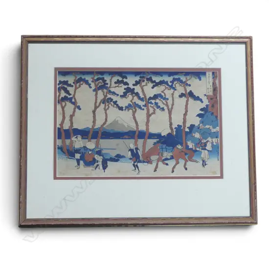 JAPANESE PRINT BY HOKUSAI 'HODOGAYA ON THE TOKAIDO' 235x365mm
