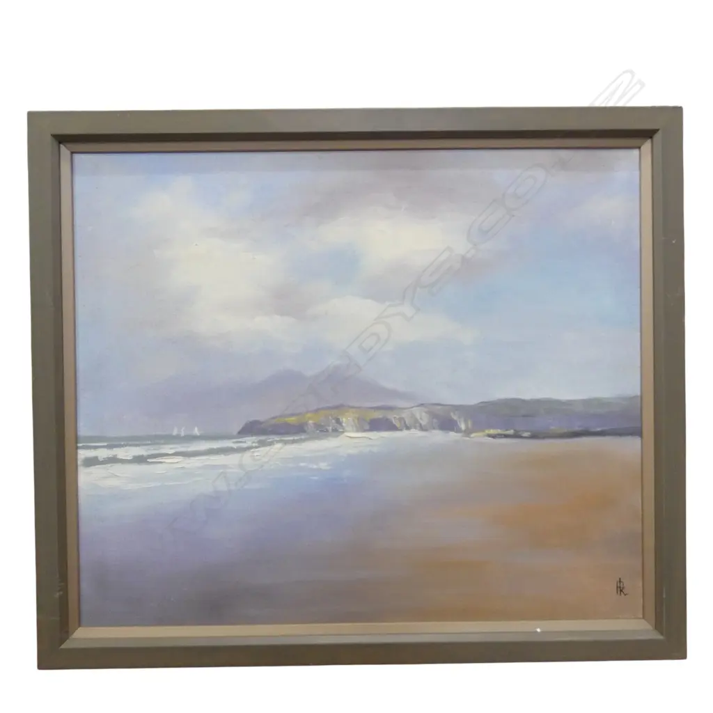 KERRY SWITZER, RAGLAN AT LOW TIDE, ACRYLIC ON CANVAS. FRAMED, 500 X 600mm Image 1++