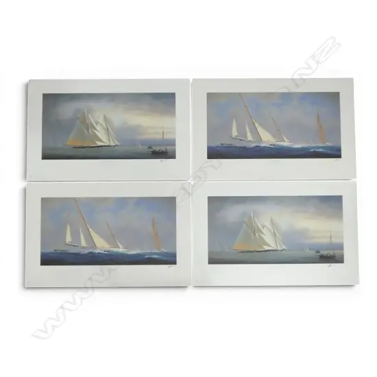 4 LOOSE SIGNED TIM THOMPSON PRINTS, 2x TICONDEROGA 1993 & SATANITA & 2x BRITANNIA 1893, 490x780mm