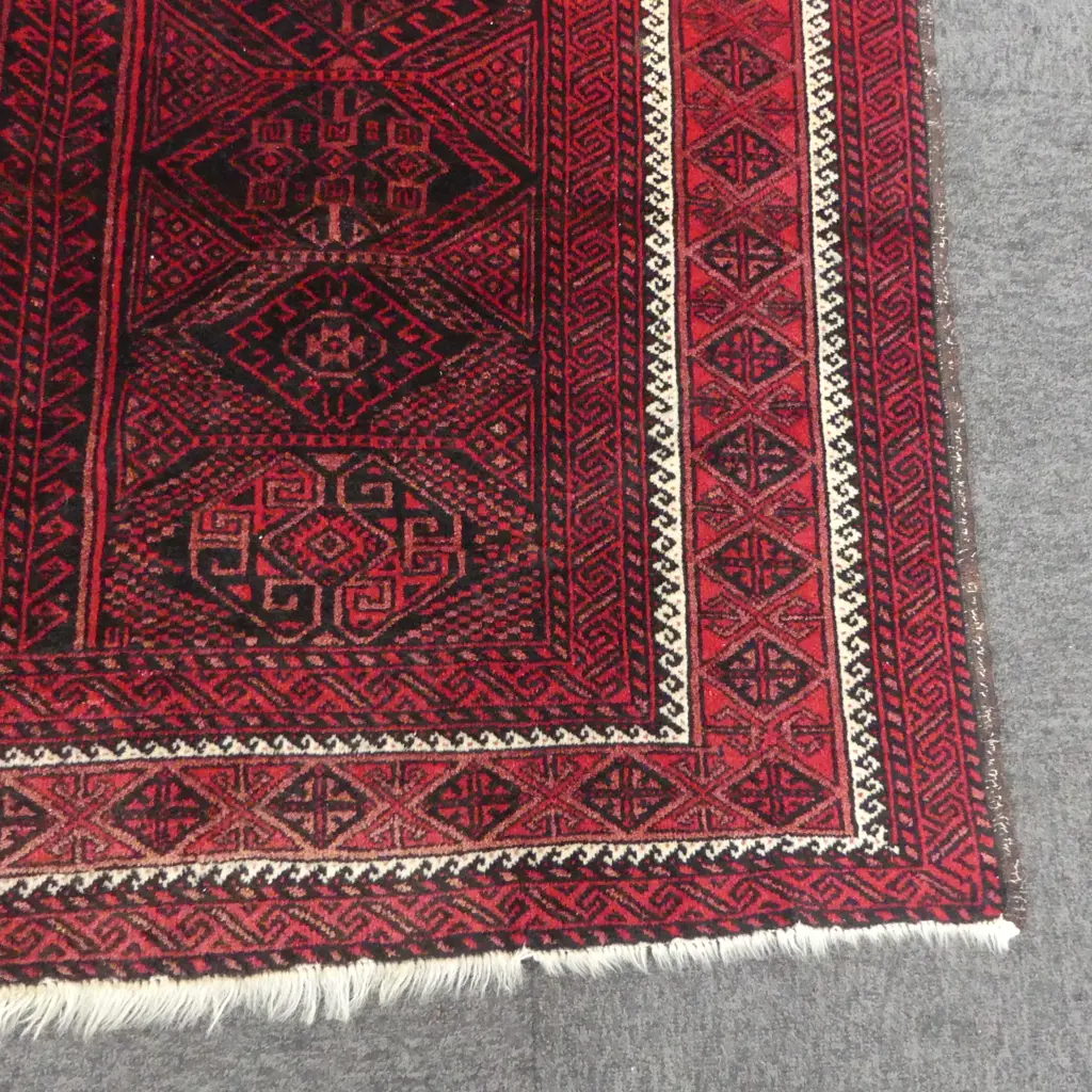 AFGHANI TURKOMAN HAND KNOTTED RUG RED TONES. 2350 x 1700MM Image 1++