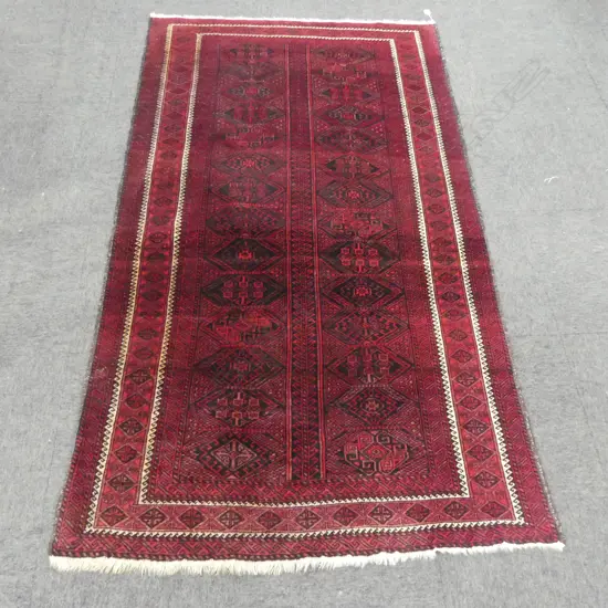 AFGHANI TURKOMAN HAND KNOTTED RUG RED TONES. 2350 x 1700MM