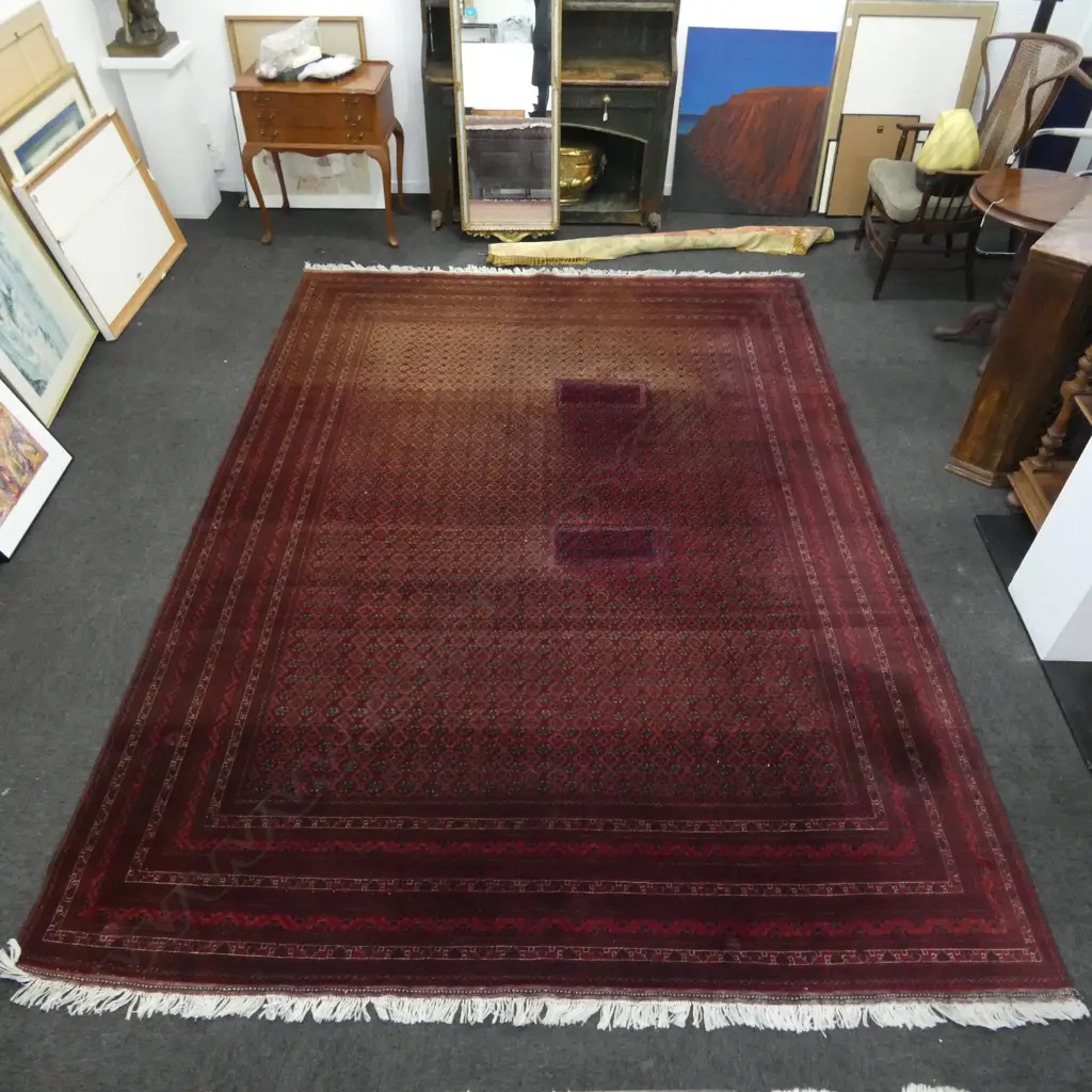 LG AFGHAN HAND KNOTTED finely knotted WOOL PILE CARPET some fading 3420x2550mm Image 1++