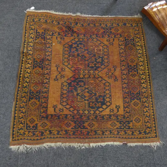 SEMI ANTIQUE HAND KNOTTED ALL WOOL AFGHAN TURKOMAN RUG 1200 X 1150mm